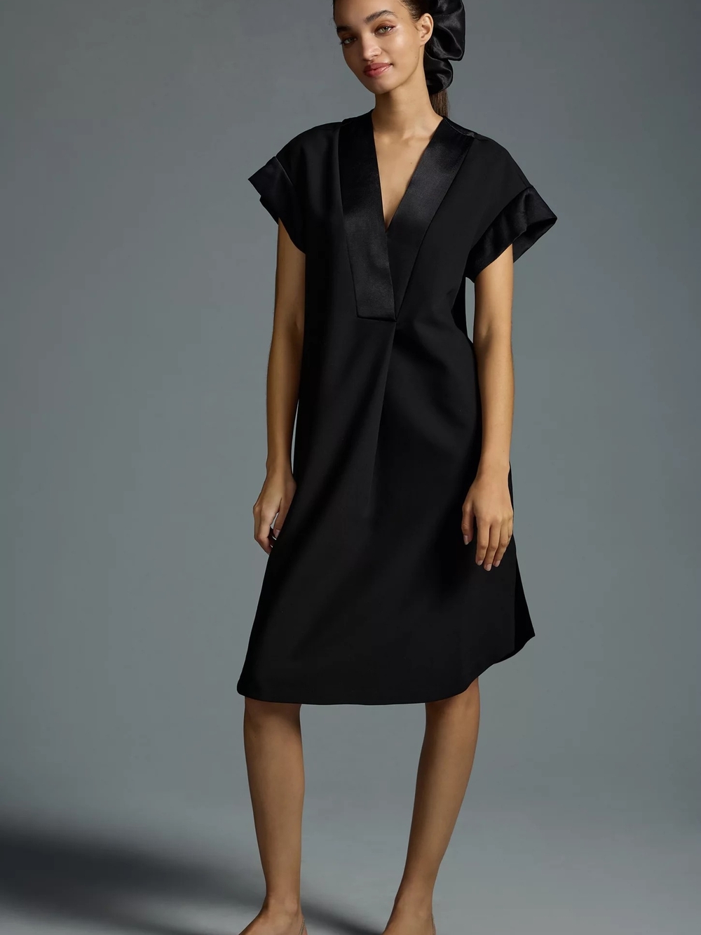 Maeve Black Dress with Satin Trim